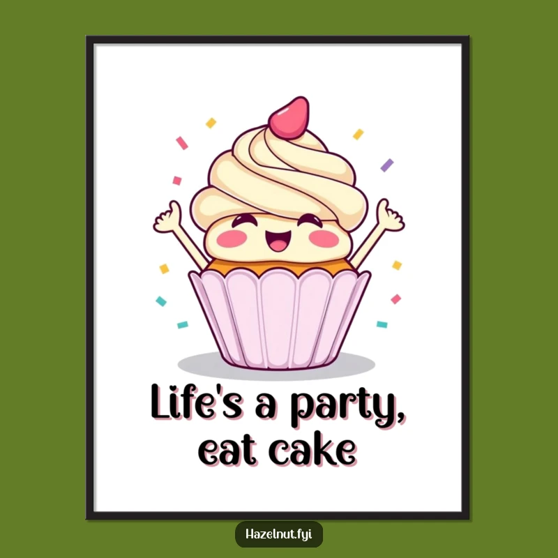 Free Printable Wall Art: Joyful Cupcake Confetti Smile - Funny Downloadable Decor