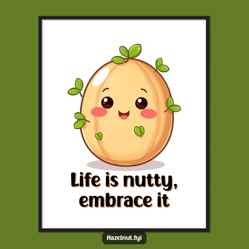 Free Printable Wall Art: Joyful Hazelnut Sprouting Happiness - Funny Downloadable Decor