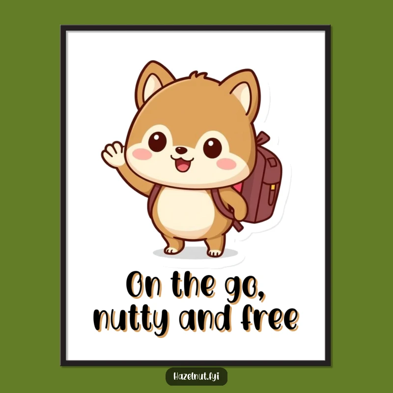 Free Printable Wall Art: Waving Hazelnut Explorer Cute Funny Downloadable Decor