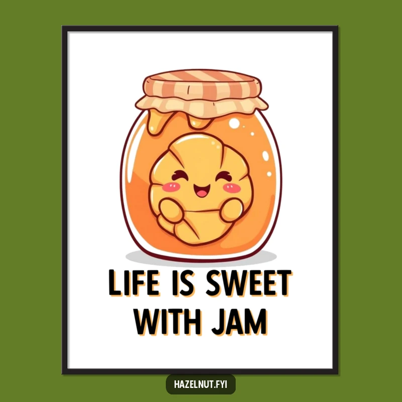 Funny Free Printable Wall Art: Croissant Jam Jar Peek Humorous Decor