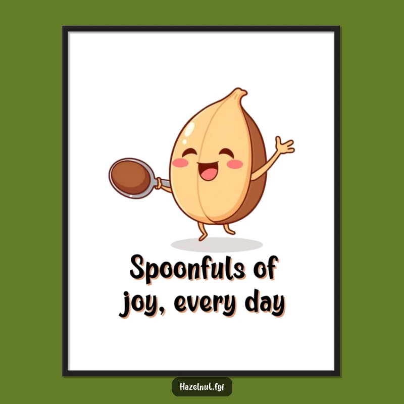 Funny Free Printable Wall Art: Dancing Hazelnut w/ Spoon, Quirky Downloadable Decor for Joy