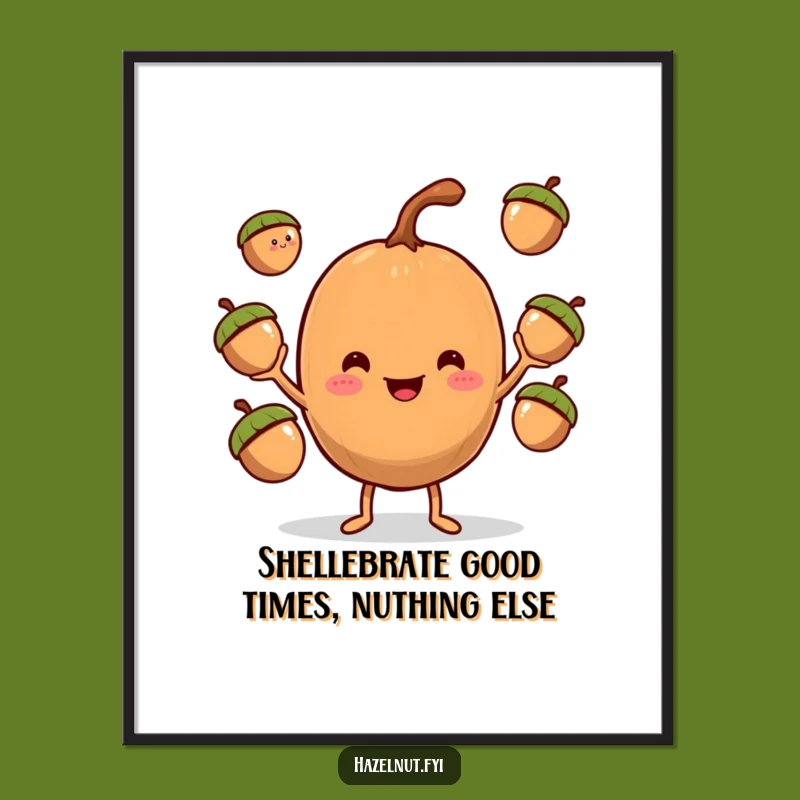 Funny Free Printable Wall Art: Juggling Acorn Hazelnut, Hilarious Downloadable Art
