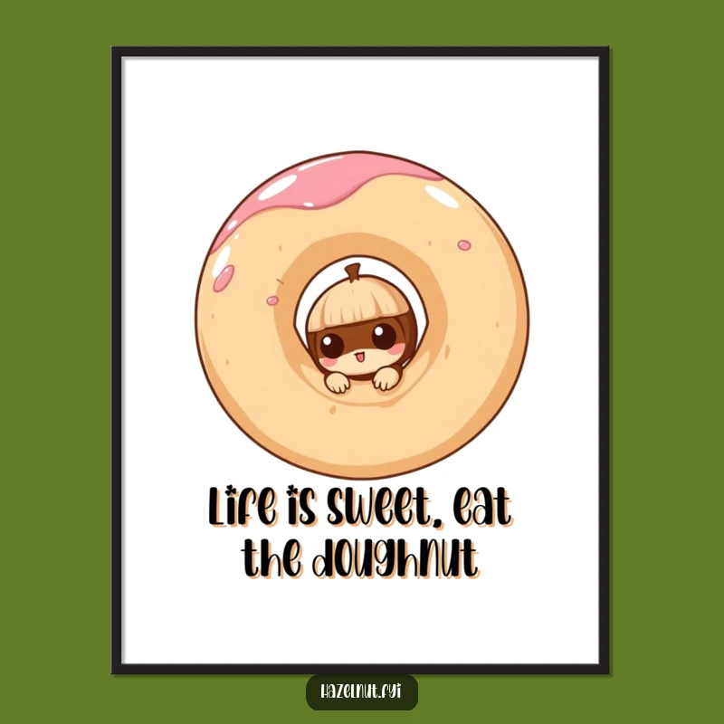 Funny Free Printable Wall Art: Hazelnut in Doughnut, Quirky Downloadable Decor for Sweet Spaces