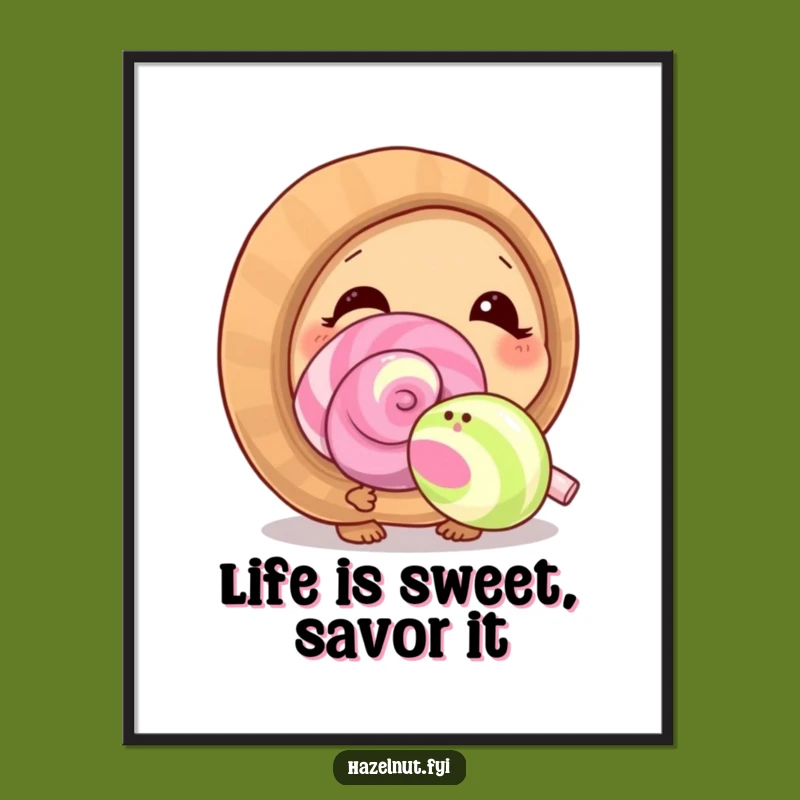 Free Printable Wall Art: Hazelnut and Giant Lollipop Fun - Whimsical Downloadable Decor Gift