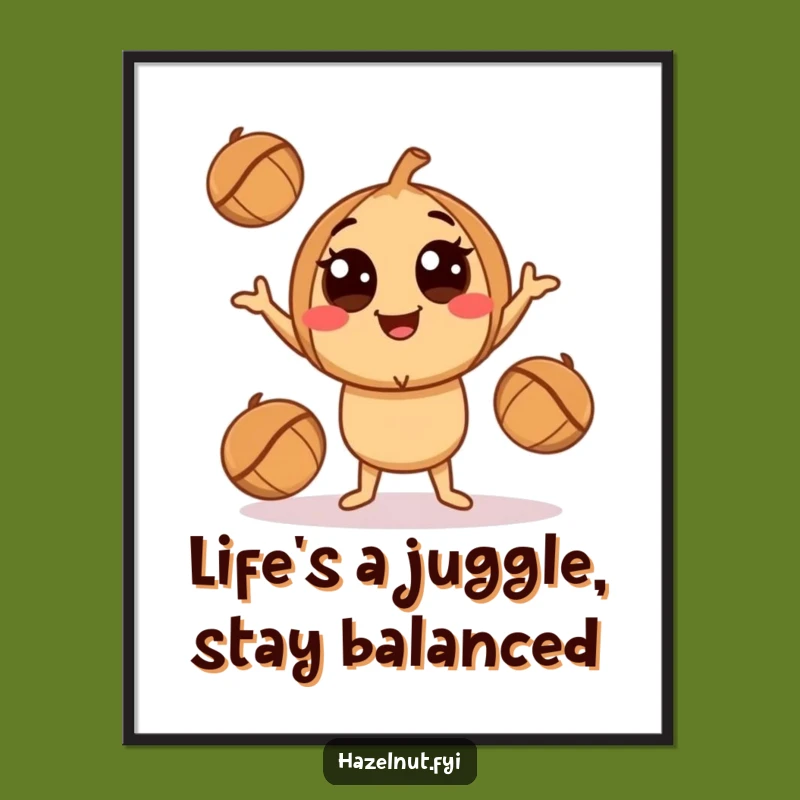 Funny Free Printable Wall Art: Hazelnut Juggler - Quirky Downloadable Decor for Any Room