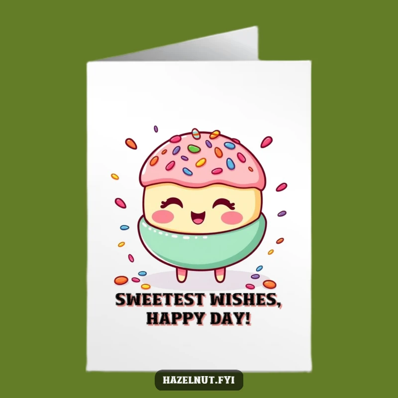Free Printable Birthday Card: Giggling Macaroon Sprinkle Juggling Funny Gift