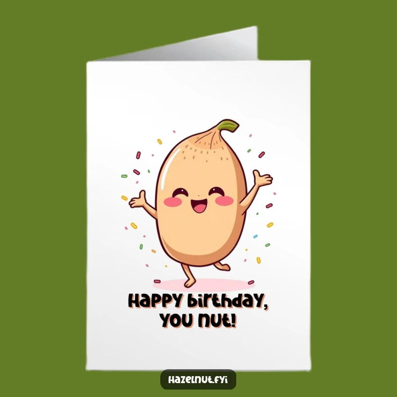 Free Printable Birthday Card: Happy Hazelnut Dances with Sprinkles - Joyful & Funny!