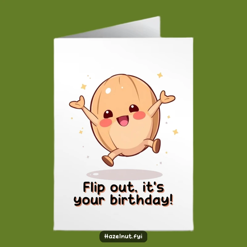 Free Printable Birthday Card: Hazelnut Cartwheel Fun - Energetic Funny Downloadable Gift