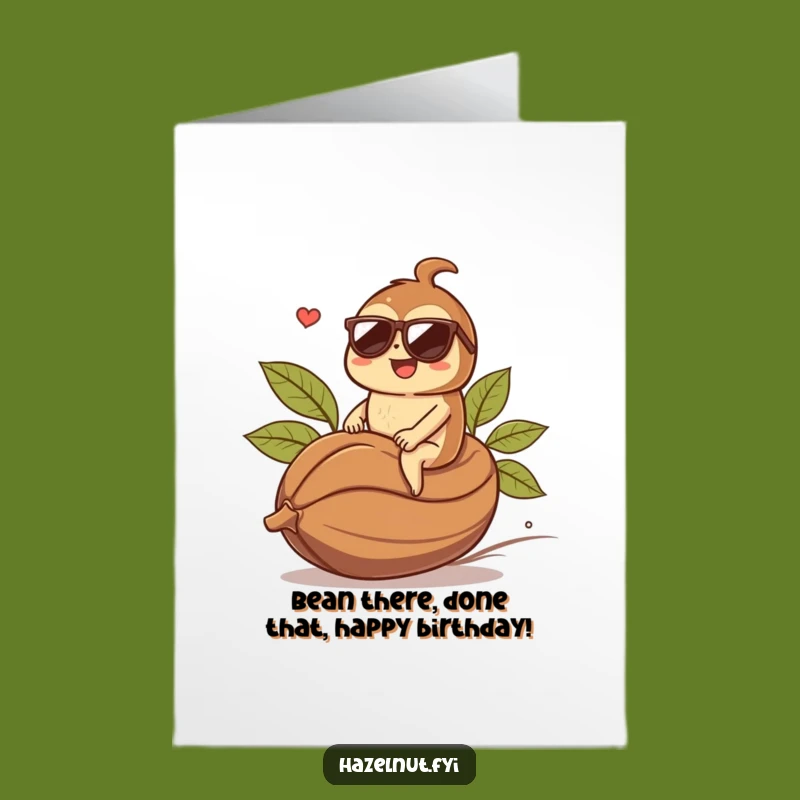 Free Printable Birthday Card: Hazelnut Rider, Funny Coffee Bean Design, Downloadable Gift