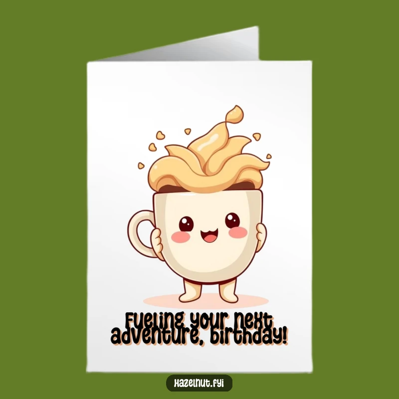 Free Printable Birthday Card: Kawaii Hazelnut Fueled by Coffee, Hilarious Downloadable Gift