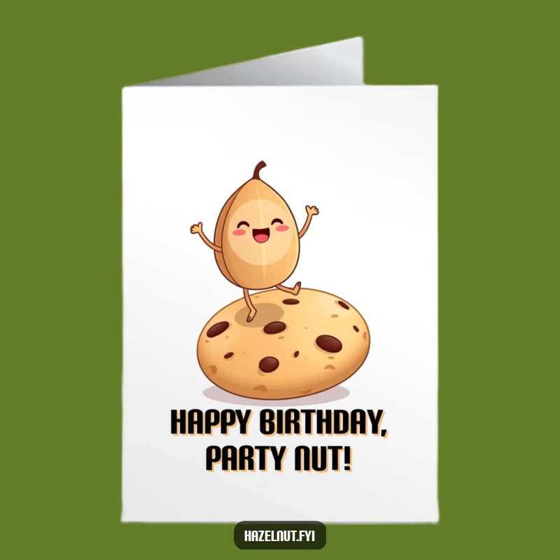 Free Printable Birthday Card: Dancing Nut Cookie Funny Downloadable Gift for Celebration