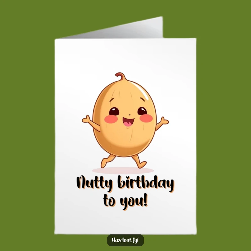 Free Printable Birthday Card: Joyful Hazelnut Doing a Dance