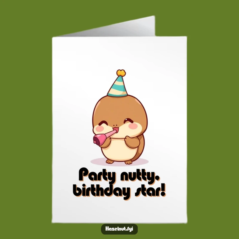 Free Printable Birthday Card: Party Hazelnut Blows Noise Maker - Festive & Funny!