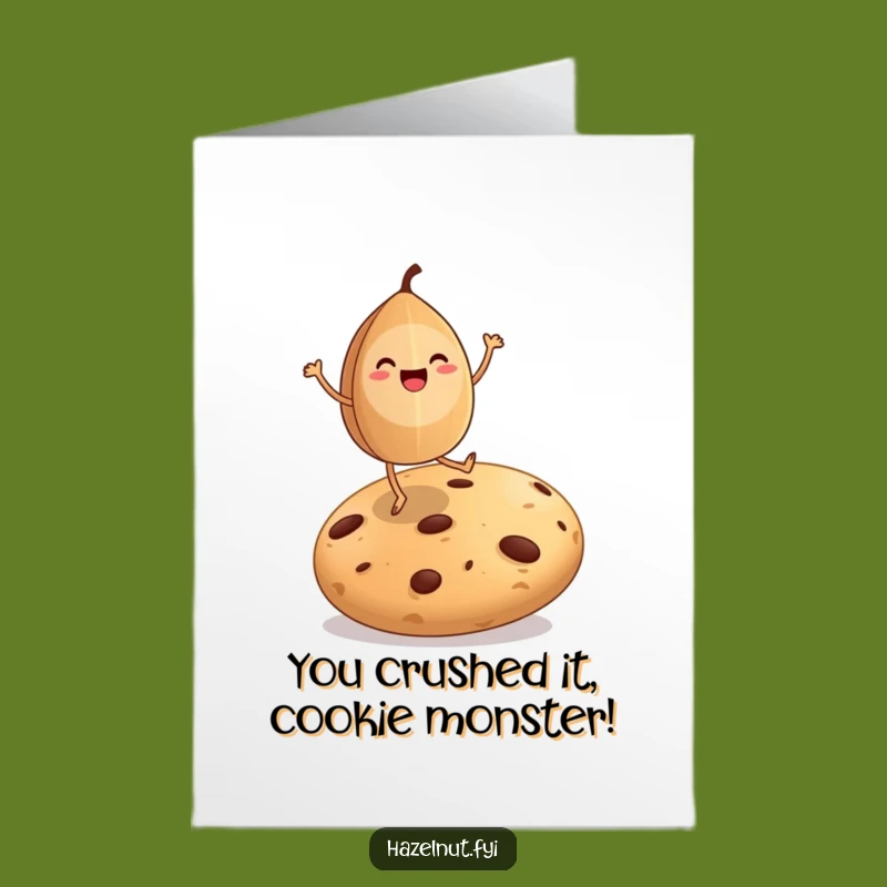 Free Printable Congrats Card: Dancing Nut Cookie Funny Downloadable Gift for Big Wins