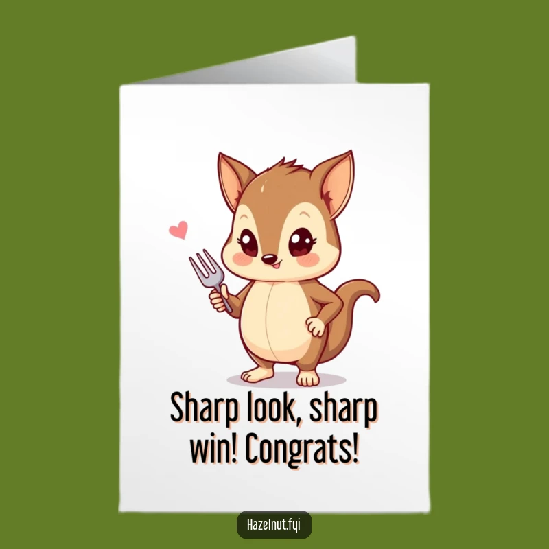 Free Printable Congrats Card: Stylish Hazelnut w/ Fork, Hilarious Downloadable Gift for Flair