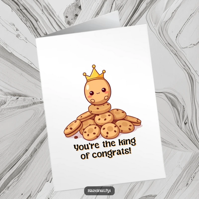 Funny Free Printable Congratulations Card: A hazelnut king with a tiny crown on cookies