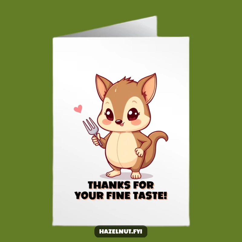 Hilarious Free Printable Thank You Card: Stylish Hazelnut w/ Fork, Chic Downloadable Gift