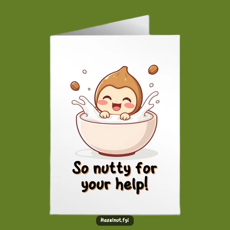 Free Printable Thank You Card: Hazelnut Milk Splash, Humorous Downloadable Note