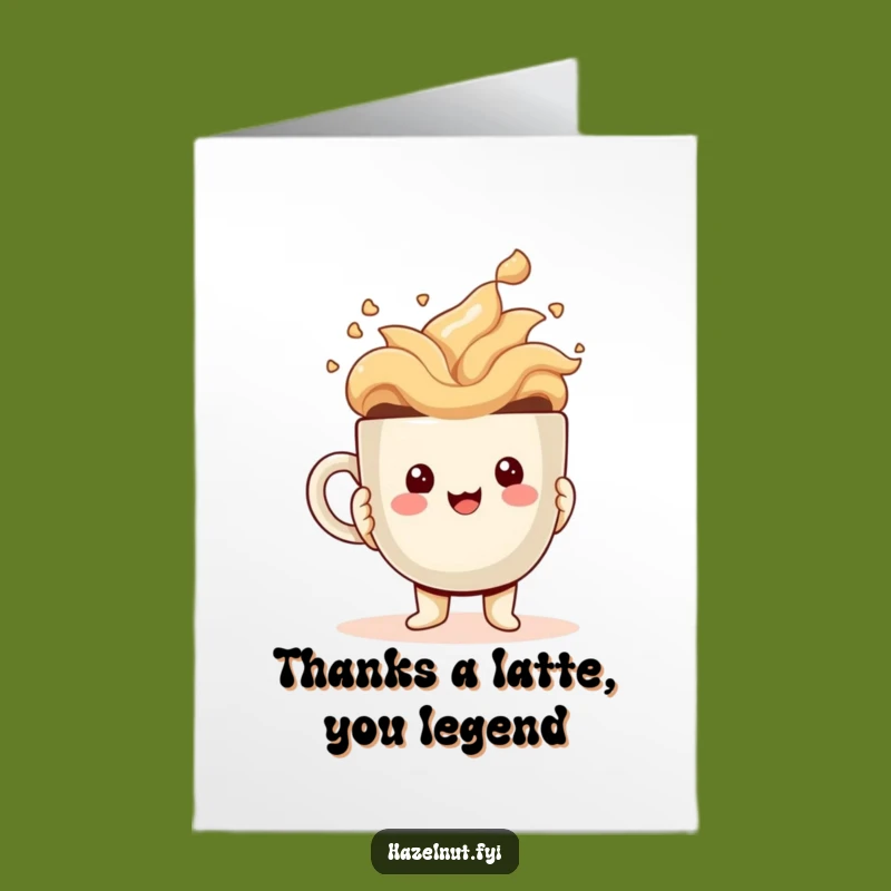 Free Printable Thank You Card: Kawaii Hazelnut Expresses Gratitude with Coffee, Funny