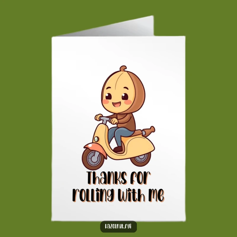 Free Printable Thank You Card: Funny Hazelnut Scooter Gesture Downloadable Gift