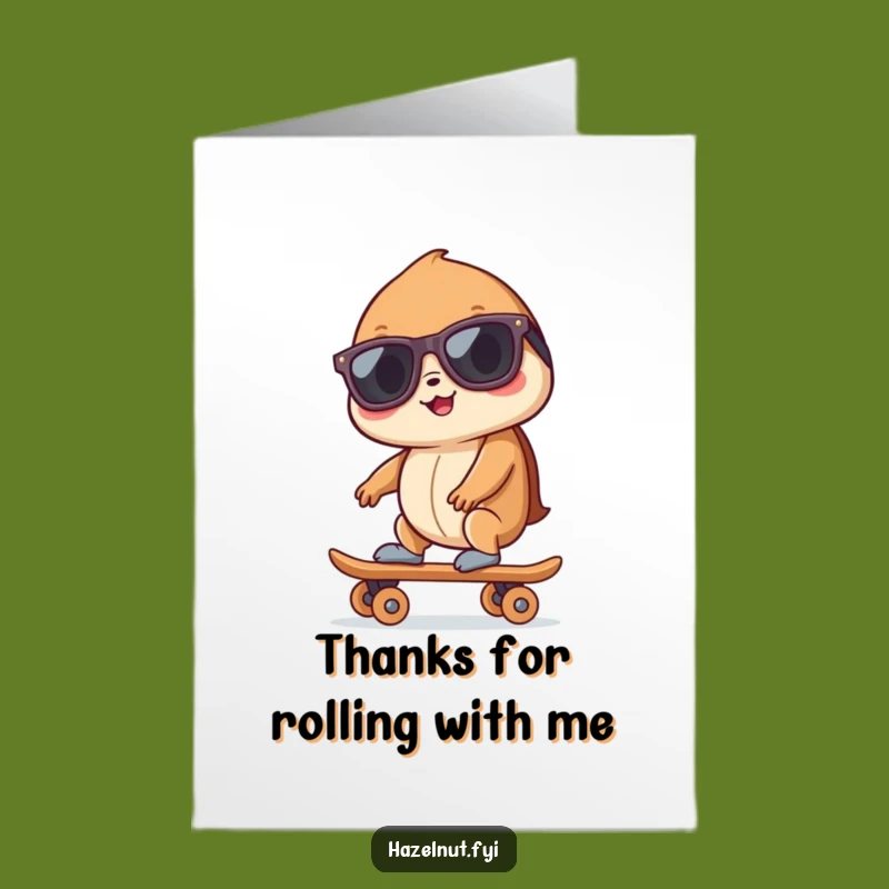 Free Printable Thank You Card: Groovy Skater Hazelnut Gratitude, Easy DIY Downloadable Gift!