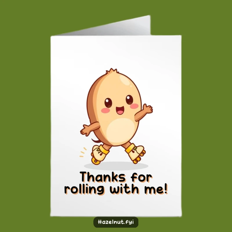Free Printable Thank You Card: Hazelnut Skates Thanks, Downloadable Gratitude Gift
