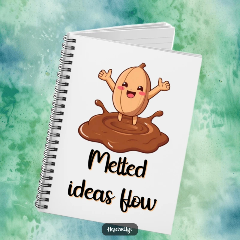 Funny Hazelnut Chocolate Leap Notebook: A happy hazelnut dives into chocolate, perfect for journaling sweet thoughts.