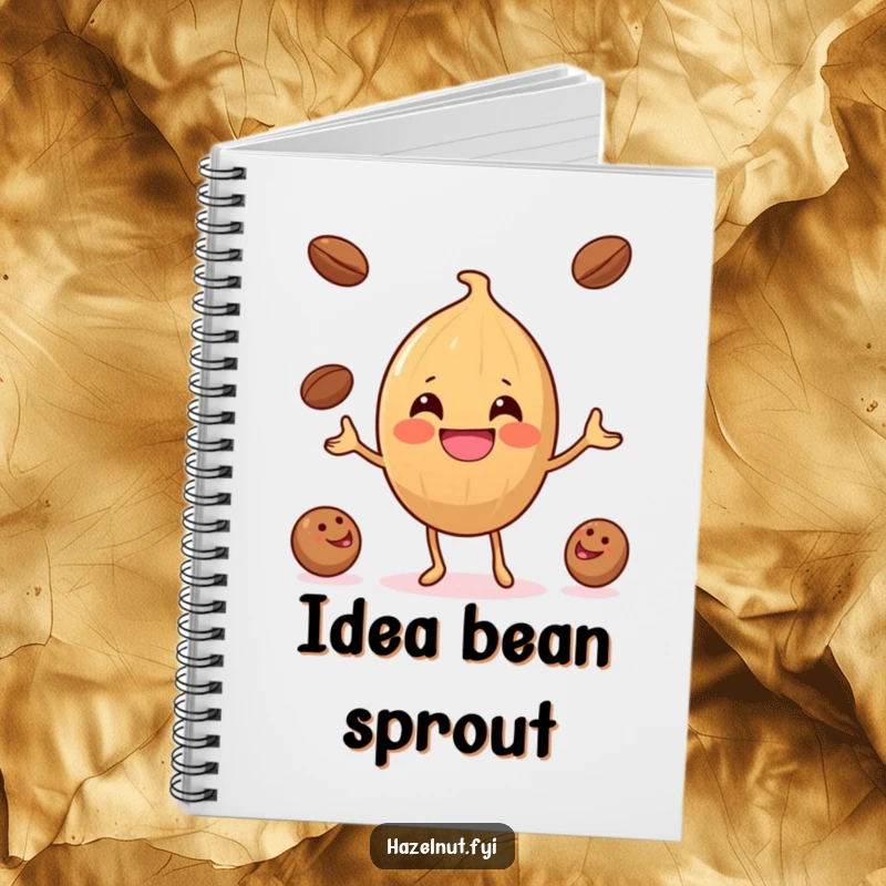 Funny Hazelnut Coffee Bean Juggler Notebook: A cheerful hazelnut juggles coffee beans, perfect for jotting down funny thoughts.