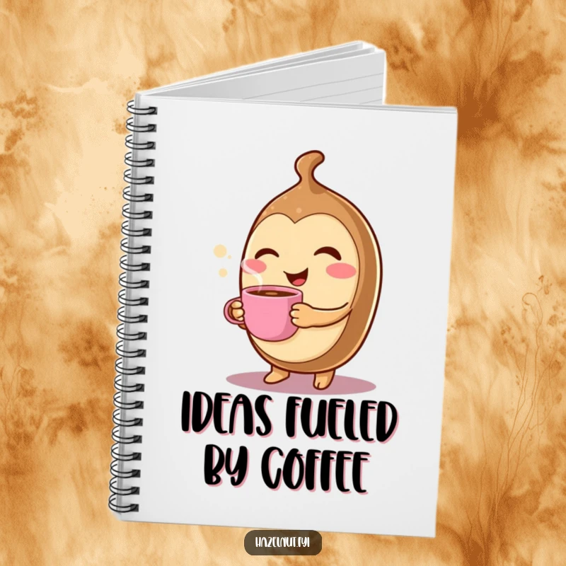 Funny Winking Hazelnut Notebook: A cheerful character winks while holding a tiny, steaming coffee cup, perfect for jotting ideas.