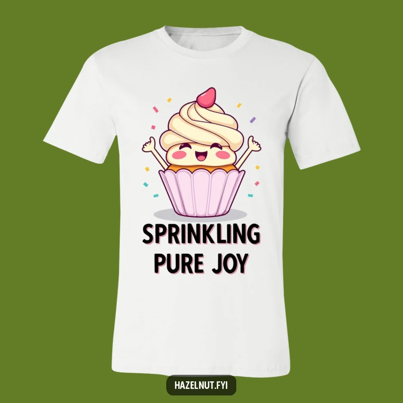 Funny Cupcake Confetti T-Shirt - Festive & Cheerful Cartoon Gift for Her