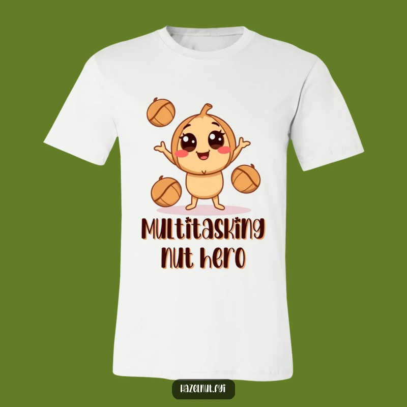 Funny Juggling Hazelnut T-Shirt - Playful Nutty Character Tee