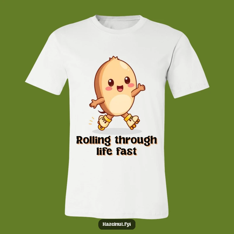 Funny Hazelnut Roller Skates T-Shirt - Zippy Nutty Fun Tee