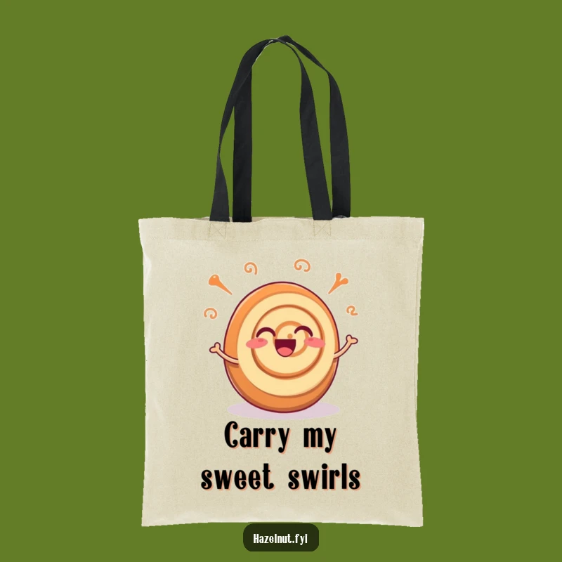 Funny Cinnamon Roll Joy Tote Bag: Excited Swirls Bag, The Ultimate Eco-Friendly Funny Gift