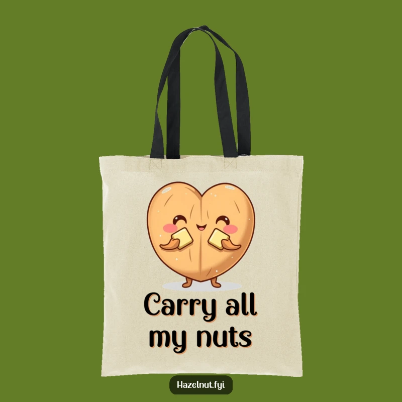 Funny Hazelnut Butter Heart Tote Bag: Charming Character Carry-All for Daily Errands