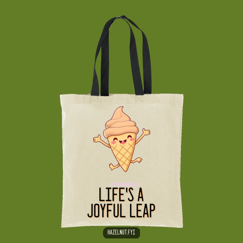 Funny Hazelnut Ice Cream Cone Leap Tote Bag: Carry Your Laughs in Style