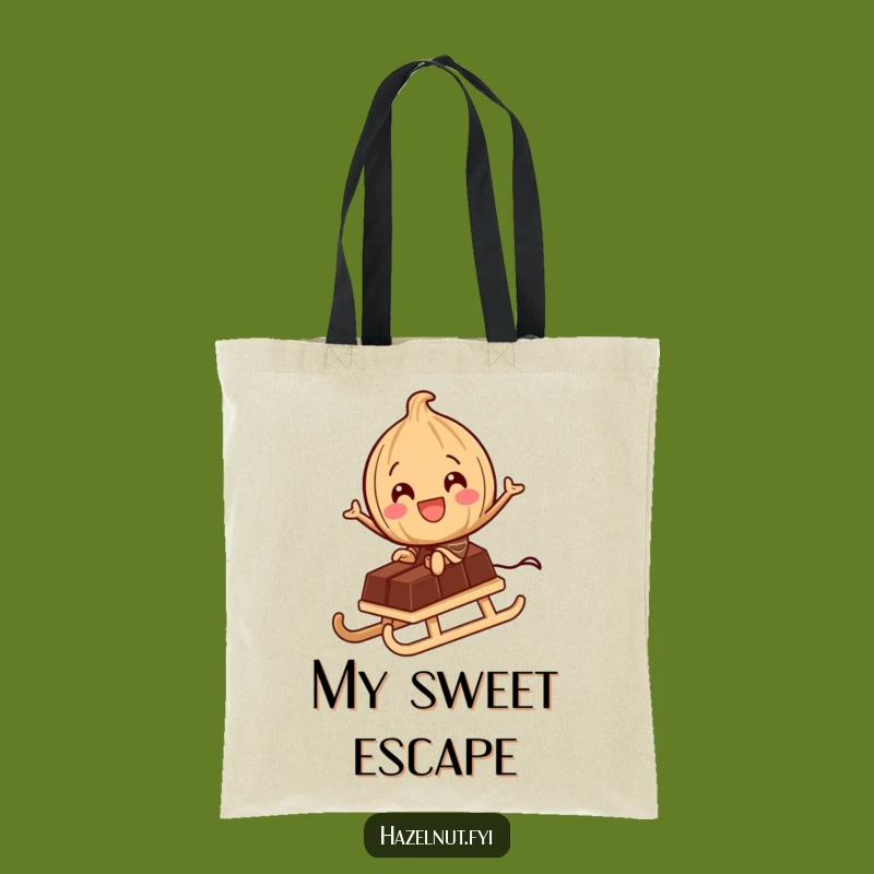 Funny Hazelnut Chocolate Sled Tote Bag: Carry Your Sweet Adventures